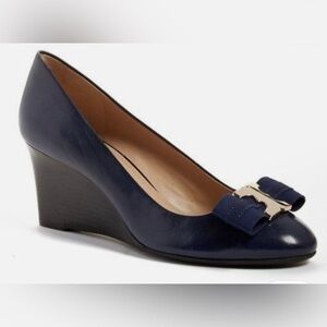 Tory‎ Burch Gemini Link Bow Wedge Shoes Size 7